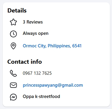 Oppa K-Streetfoods Facebook business details
