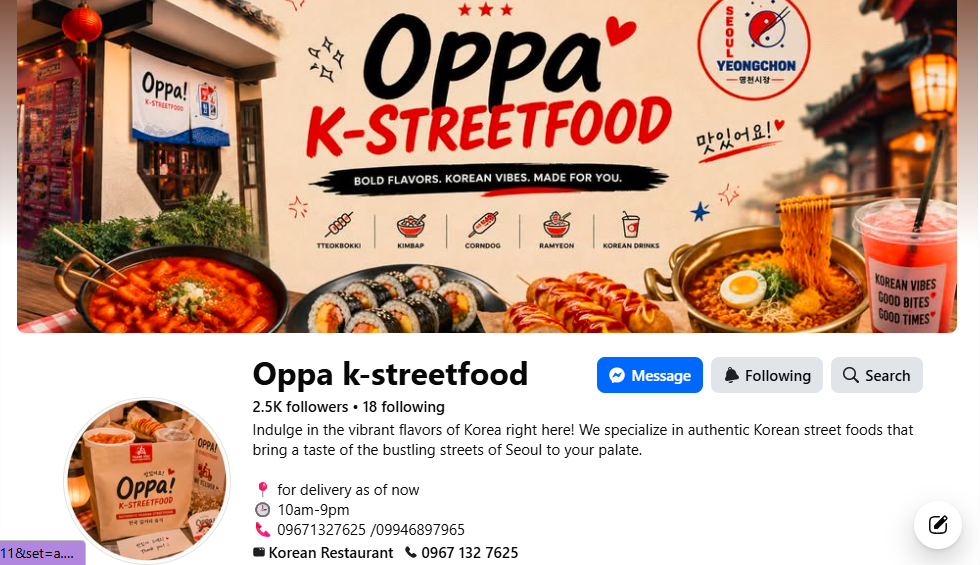 Oppa K-Streetfoods Korean street food banner