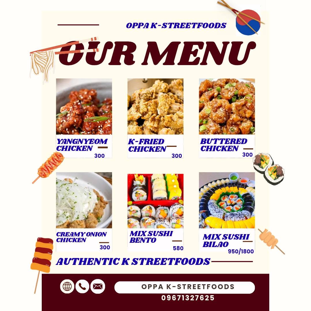 Oppa K-Streetfoods menu page 1